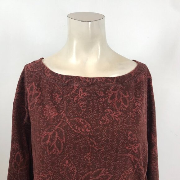 PRANA - WOMEN'S LARGE - MAROON LONG SLEEVE ROUND NECK PULL-OVER TOP SHIRT - Picture 2 of 6